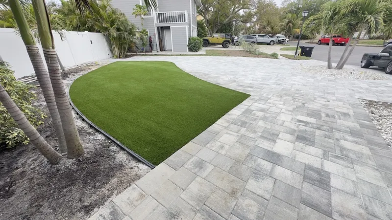Paver and travertine hardscape by Master360 Services in Palmetto, FL